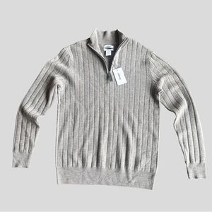 NWT Jason Wu 100% Merino Wool Men's Gray Half-Zip Sweater